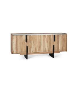 Aparador 4 Puertas Moderno Madera Marmol Metal - Serie Alisalt
