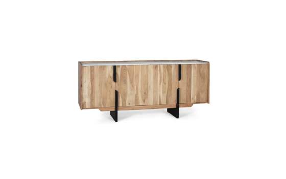 Aparador 4 Puertas Moderno Madera Marmol Metal - Serie Alisalt