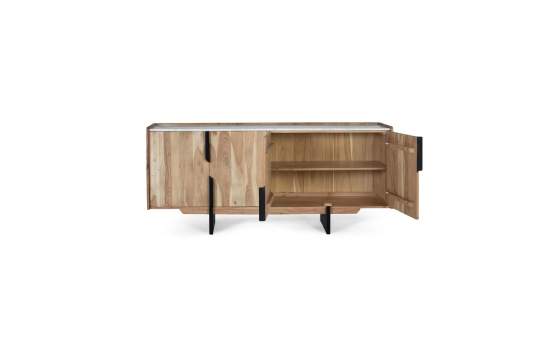 Aparador 4 Puertas Moderno Madera Marmol Metal - Serie Alisalt