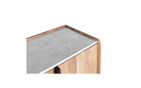 Aparador 4 Puertas Moderno Madera Marmol Metal - Serie Alisalt