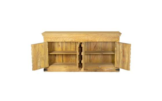 Aparador 4 Puertas Talladas Rustico Madera Mango Natural Ardimt