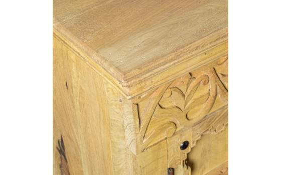 Aparador 4 Puertas Talladas Rustico Madera Mango Natural Ardimt