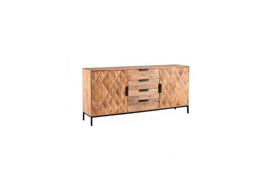 Aparador Acacia Natural Rustico 2 Puertas 4 Cajones Barons