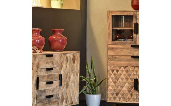 Aparador Acacia Natural Rustico 2 Puertas 4 Cajones Barons