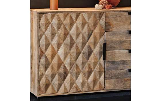 Aparador Acacia Natural Rustico 2 Puertas 4 Cajones Barons