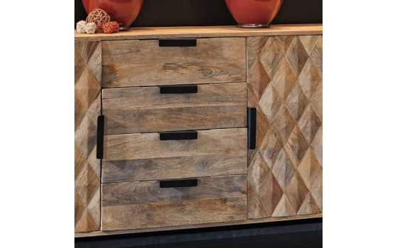 Aparador Acacia Natural Rustico 2 Puertas 4 Cajones Barons