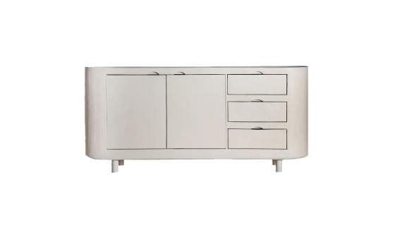 Aparador Actual 2 Puertas 3 Cajones Blanco Crema Serie Halsua