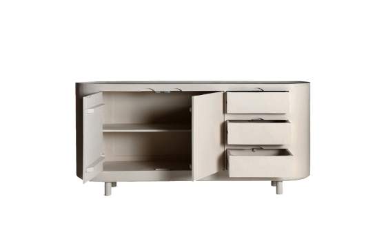 Aparador Actual 2 Puertas 3 Cajones Blanco Crema Serie Halsua