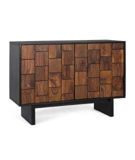 Aparador Actual 2 Puertas Bicolor Negro Madera Serie Mysore