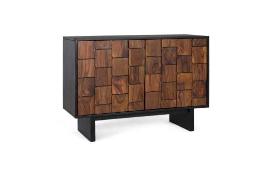 Aparador Actual 2 Puertas Bicolor Negro Madera Serie Mysore