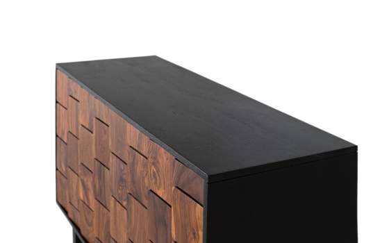 Aparador Actual 2 Puertas Bicolor Negro Madera Serie Mysore