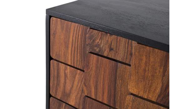 Aparador Actual 2 Puertas Bicolor Negro Madera Serie Mysore