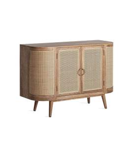 Aparador Actual 2 Puertas Madera y Tejido de Ratan Beckley