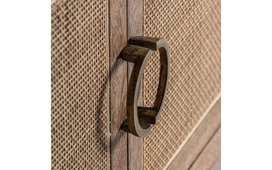 Aparador Actual 2 Puertas Madera y Tejido de Ratan Beckley