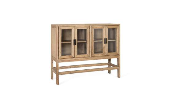 Aparador Actual 4 Puertas Acristaladas Madera de Mindi Virelle