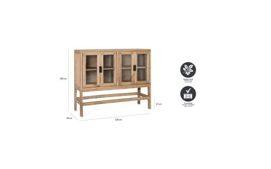 Aparador Actual 4 Puertas Acristaladas Madera de Mindi Virelle