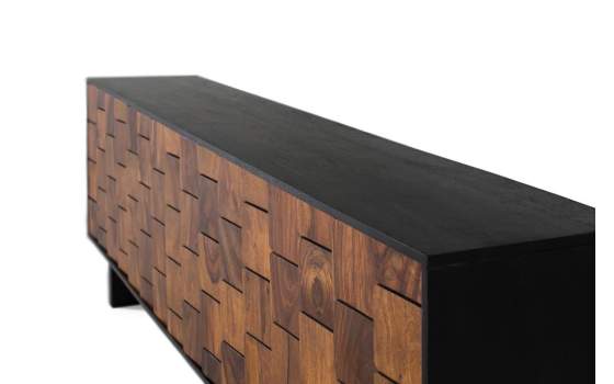 Aparador Actual 4 Puertas Bicolor Negro Madera Serie Mysore