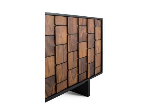 Aparador Actual 4 Puertas Bicolor Negro Madera Serie Mysore