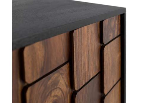 Aparador Actual 4 Puertas Bicolor Negro Madera Serie Mysore