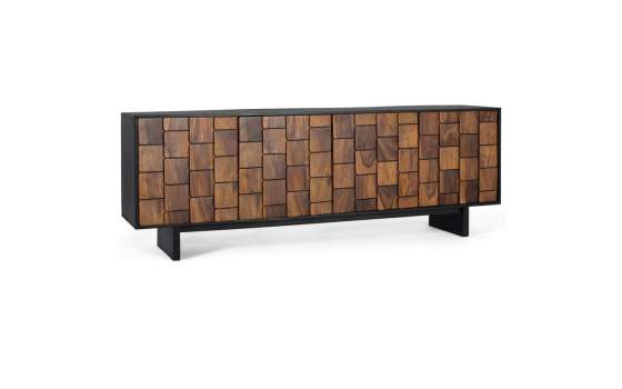 Aparador Actual 4 Puertas Bicolor Negro Madera Serie Mysore