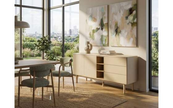 Aparador Actual Beige 2 Puertas 3 Cajones Mollaris