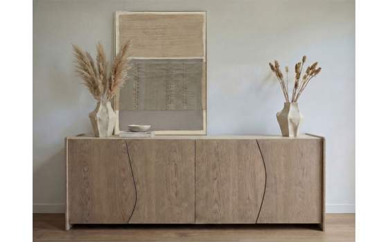 Aparador Actual Fresno Lavado y Tapa Porcelanica Serie Doyle