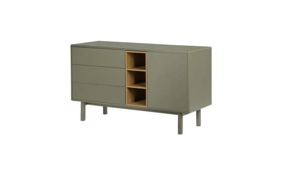 Aparador Actual Verde 1 Puerta 3 Cajones Serie Mollaris