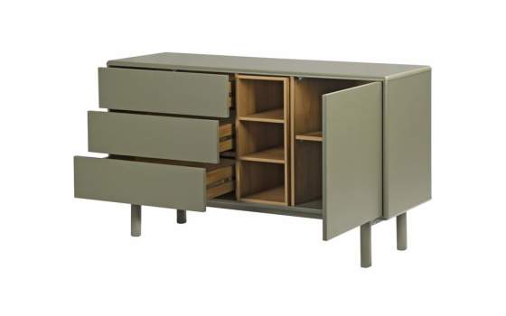 Aparador Actual Verde 1 Puerta 3 Cajones Serie Mollaris