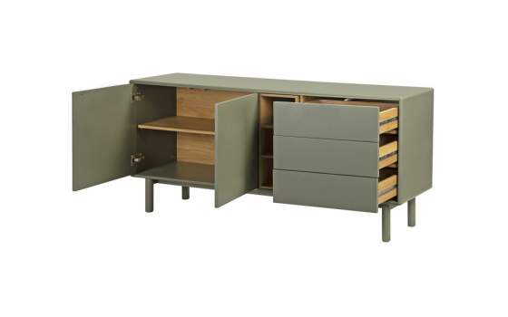 Aparador Actual Verde 2 Puertas 3 Cajones Serie Mollaris