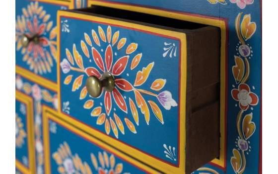 Aparador Alto Chino 7 Cajones 2 Puertas Pintado Serie Dalian