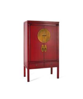 Aparador Armario Boda Chino Rojo 2 Puertas 2 Cajones Aorien