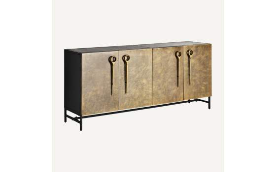 Aparador Art Deco Oro Viejo 4 Puertas Acero Negro Oro Athalla