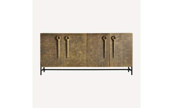 Aparador Art Deco Oro Viejo 4 Puertas Acero Negro Oro Athalla