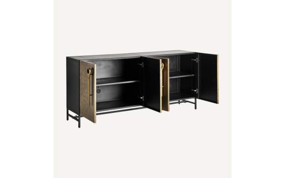 Aparador Art Deco Oro Viejo 4 Puertas Acero Negro Oro Athalla