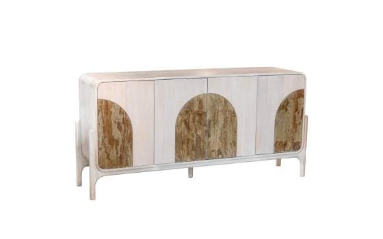 Aparador Blanco Actual 4 Puertas Madera Piedra - Serie Alterici