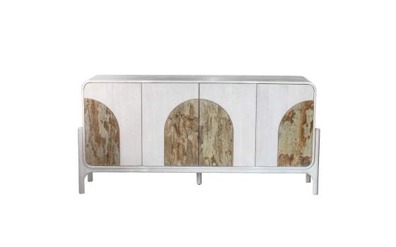 Aparador Blanco Actual 4 Puertas Madera Piedra - Serie Alterici