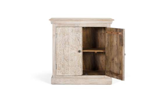 Aparador Blanco Decapado 2 Puertas Talladas Serie Ateneas