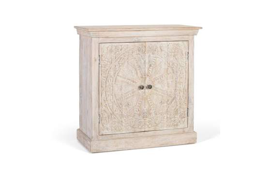 Aparador Blanco Decapado 2 Puertas Talladas Serie Ateneas