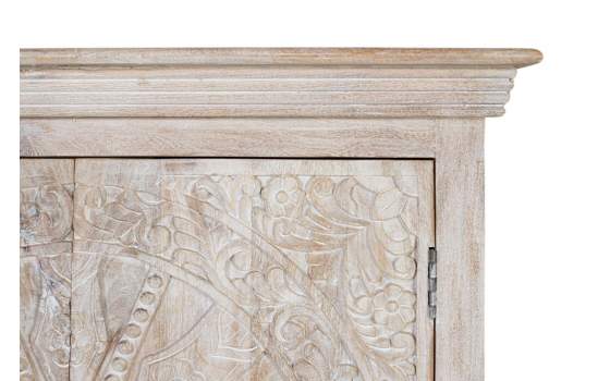 Aparador Blanco Decapado 2 Puertas Talladas Serie Ateneas