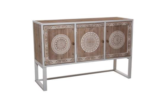 Aparador Buffet 3 Puertas Decoradas Estilo Oriental Serie Akain
