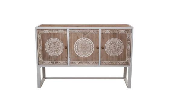 Aparador Buffet 3 Puertas Decoradas Estilo Oriental Serie Akain