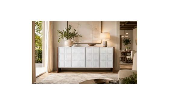 Aparador Buffet 4 Puertas Bicolor Blanco Madera Viren