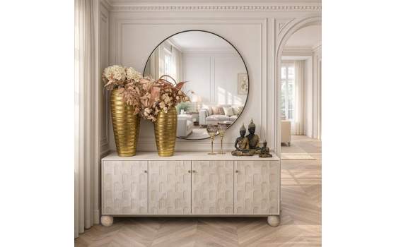 Aparador Buffet 4 Puertas Blanco Decape Serie Alting