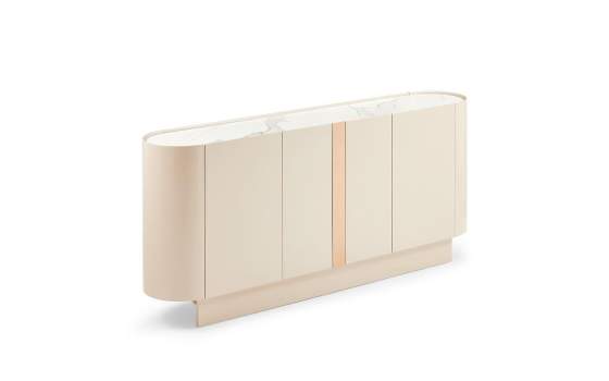 Aparador Buffet Moderno 4 Puertas Beige Serie Aisain