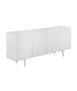 Aparador Buffet Moderno Blanco 4 Puertas Talladas Serie Atiund