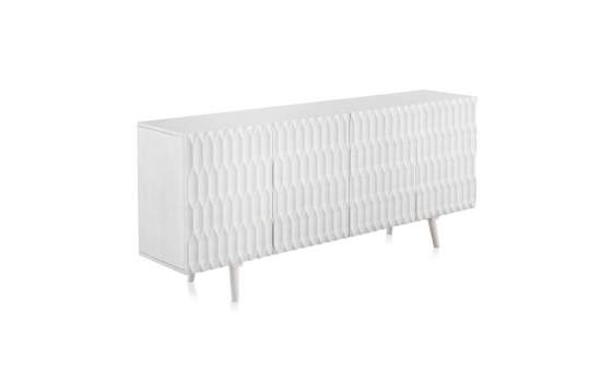 Aparador Buffet Moderno Blanco 4 Puertas Talladas Serie Atiund