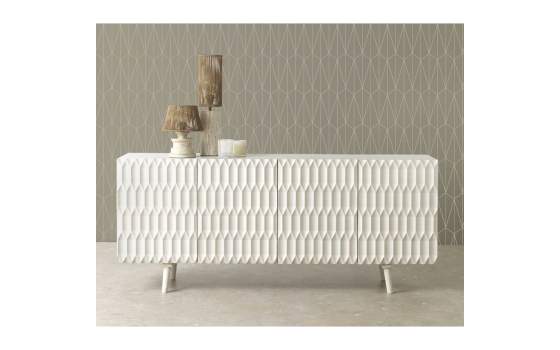 Aparador Buffet Moderno Blanco 4 Puertas Talladas Serie Atiund