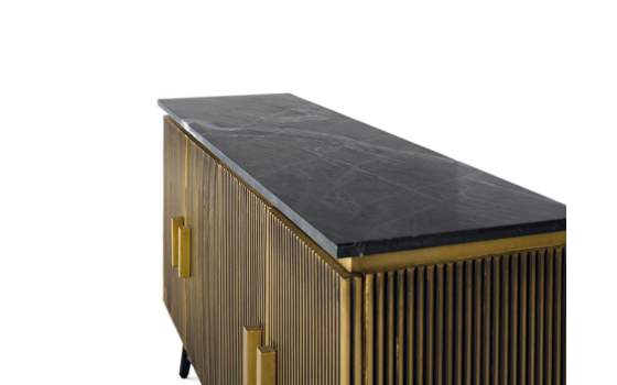 Aparador Buffet Moderno Surcos 4 Puertas Oro Serie Aboiat