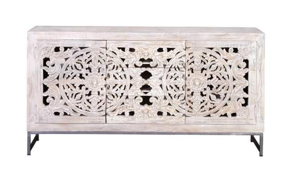 Aparador Buffet Oriental Mandala Tallado Serie Mykonos