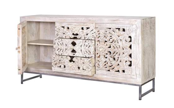 Aparador Buffet Oriental Mandala Tallado Serie Mykonos